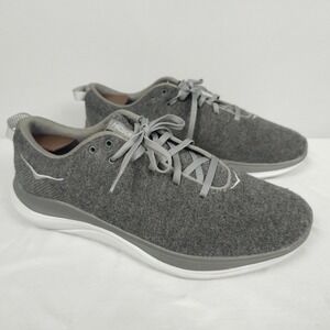 Hoka One Hupana Flow Wool Shoes Men Size 11 Gray Running Sneaker